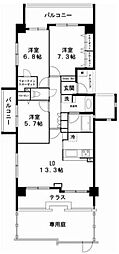 クレッセント高津リバーウインド 3LDKの間取図画像