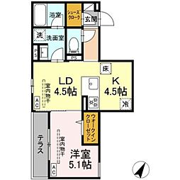 アリアリュクス 1LDKの間取図画像