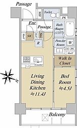 アクシルコート日本橋本町 1LDKの間取図画像