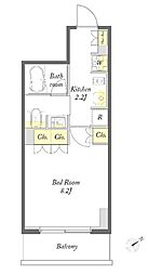 プライムメゾン 1Kの間取図画像