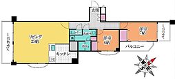 虎ノ門ガーデン 2LDKの間取図画像