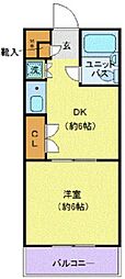 京王井の頭線 永福町駅 徒歩7分の賃貸マンション 2階1DKの間取り