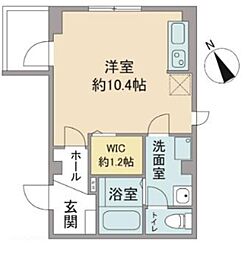 Kaolele聖蹟 3階ワンルームの間取り