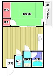 リバーサイド526 2階1DKの間取り