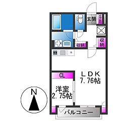 ル・プラトー 1LDKの間取図画像