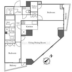 アトラスタワー六本木 2LDKの間取図画像