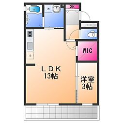 アドマス鶴原D 1LDKの間取図画像