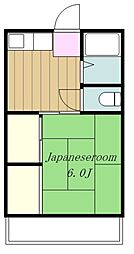志村コーポ 1階1Kの間取り