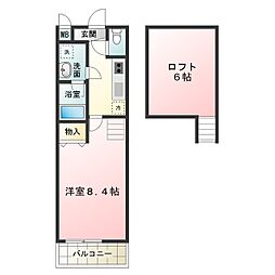 フジパレスフォーゲル1番館 1Kの間取図画像