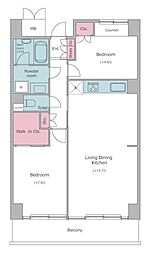 レジディア芝浦 2LDKの間取図画像