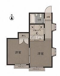 レジデンス北所沢 2Kの間取図画像