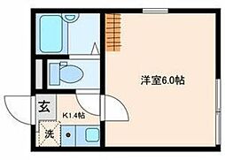 マーレ東あずま駅前 1階1Kの間取り