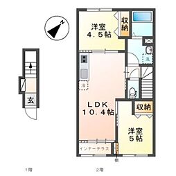 仮)日野市日野アパー新築工事 2LDKの間取図画像