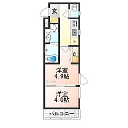MJC京都EsTRUTH 2Kの間取図画像