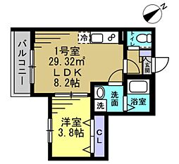 HD南柏 1LDKの間取図画像