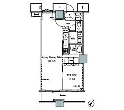 ＴＨＥ　ＴＯＫＹＯ　ＴＯＷＥＲＳ　ＭＩＤＴＯＷＥＲ 9階1LDKの間取り