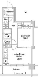 コンフォリア両国サウス 6階1LDKの間取り