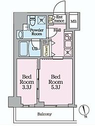 HYs桜橋MIRAIS 6階2Kの間取り