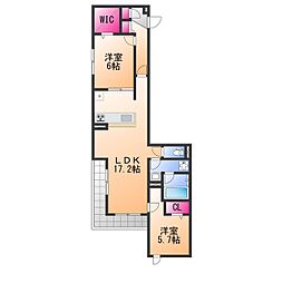 D-residence西野A棟 2LDKの間取図画像