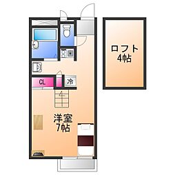 レオパレスロフォス 1Kの間取図画像