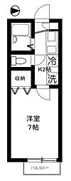 フレア・プランドールＢ 2階1Kの間取り