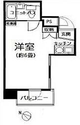 リレント日本橋 9階ワンルームの間取り