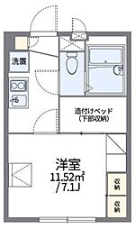 レオパレス谷保第三公園 2階1Kの間取り