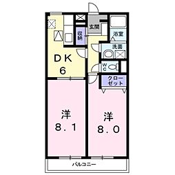 カレント1 2DKの間取図画像