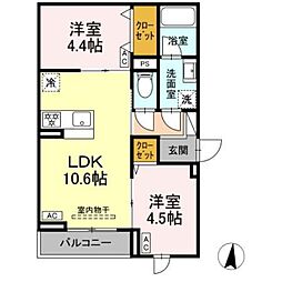 セレスティア東小岩II 2LDKの間取図画像