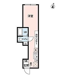 ＧＬＩＣＩＯＮ蓮根 5階ワンルームの間取り