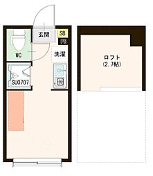 東京メトロ副都心線 小竹向原駅 徒歩7分の賃貸アパート 2階ワンルームの間取り
