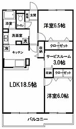 パティオタワー大宮 2SLDKの間取図画像