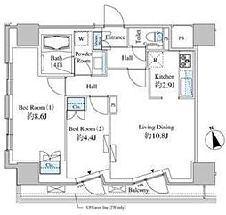 ベルファース芝浦タワー 15階2LDKの間取り