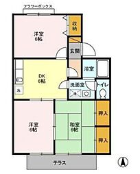 インペリアルヒルズ 3DKの間取図画像