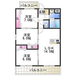 レーヴメゾン羽衣 3LDKの間取図画像