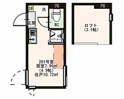 リバティハウス阿佐ヶ谷 ワンルームの間取図画像