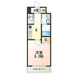 クローバー・グランデ昭和町 1Kの間取図画像