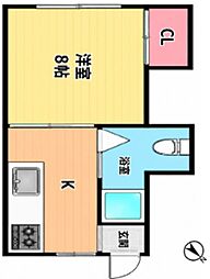 第一海老マンション 1DKの間取図画像