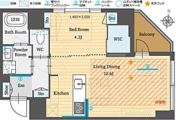パークルール恵比寿 1LDKの間取図画像
