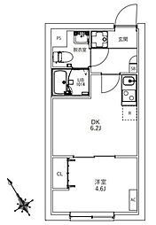 フラシア東武練馬 1DKの間取図画像