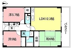 ハートピア.イイダC棟 3LDKの間取図画像