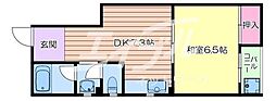 西山ハイツ 1DKの間取図画像