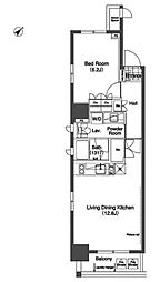 コンフォリア日本橋人形町 1LDKの間取図画像