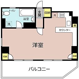 マリンハイツ ワンルームの間取図画像
