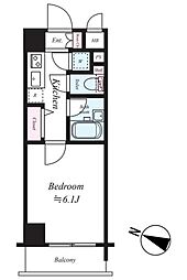 パレステュディオ飯田橋 5階1Kの間取り