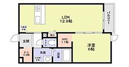 西武新宿線 野方駅 徒歩5分の賃貸アパート 1階1LDKの間取り