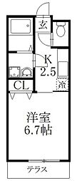 プレステージ谷塚3 1Kの間取図画像