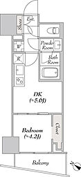 ルミーク北品川 1DKの間取図画像