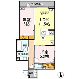 足立区鹿浜2丁目アパート 2LDKの間取図画像