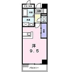 桐屋ビル 6階ワンルームの間取り